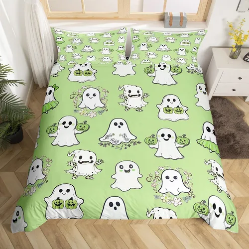 Miniatura 24 de Manfei Juego de funda de edredón con diseño de calabaza, tamaño individual, funda de edredón con 1 funda de almohada, juego de ropa de cama de 2