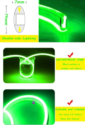 Miniatura 6 de Neon LED Strip Lights, Double-Side Lighting 3.3FT AC 110V-130V Super Bright Rope Light Sign String Waterproof for Outdoor Commercial Lighting