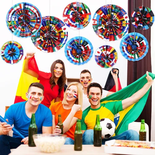 Miniatura 4 de Outus 18 banderas internacionales del mundo para decoración de aula de todo el mundo para colgar abanicos de papel, banderas de país, decoración