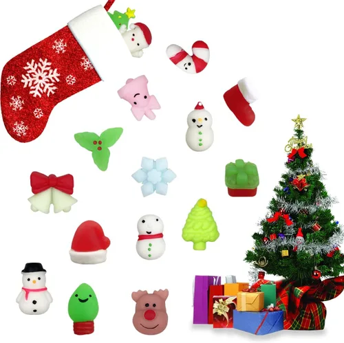Miniatura 5 de Anditoy 100 piezas de juguetes esponjosos de Navidad Mochi Squishy de Navidad, juguetes esponjosos de Navidad para niños, niñas, niños pequeños