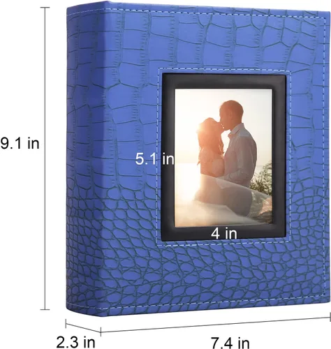 Miniatura 6 de Vienrose - Álbum de fotos para 200 fotos de 4 x 6, con cubierta de cuero, gran capacidad, libro de imágenes para bodas, bebés, vacaciones Azul