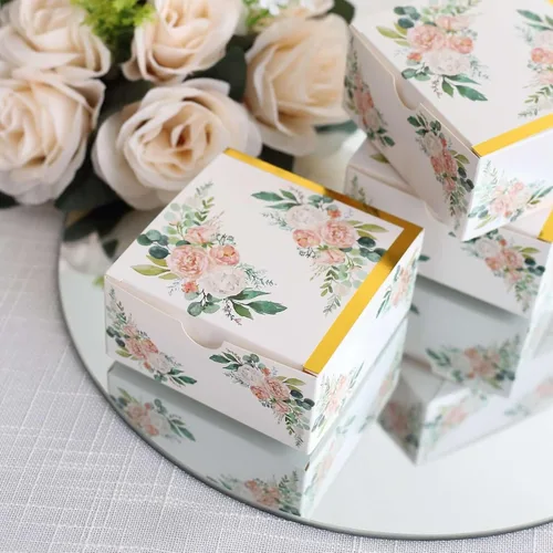 Miniatura 14 de Efavormart - Paquete de 25 cajas de regalo de fiesta con patrón de toile francés, lavanda mate y cajas de dulces blancos, papel de cartulina, 3 x 3