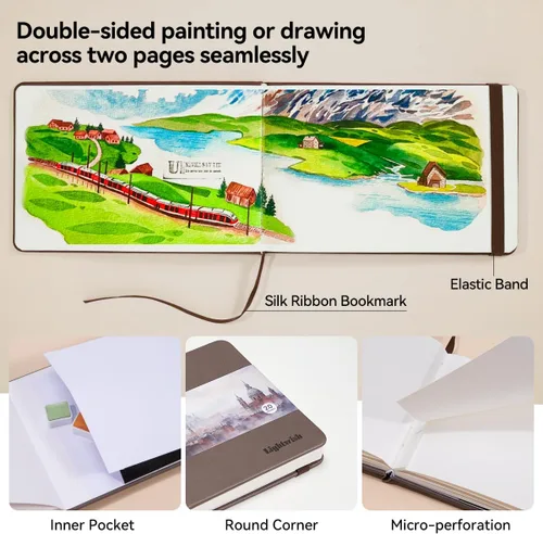 Miniatura 3 de Lightwish Diario de acuarela, 100% algodón, prensa en frío, pequeño cuaderno de bocetos de papel de acuarela, 4.96 x 3.62 pulgadas, 20 hojas