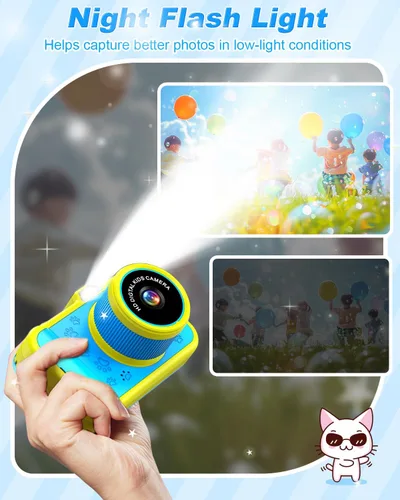 Miniatura 8 de Cámara para niños Uffylle, selfie frontal de 1080P 48MP, cámara de juguete para niños pequeños con pantalla grande de 3.5 pulgadas, zoom 10X