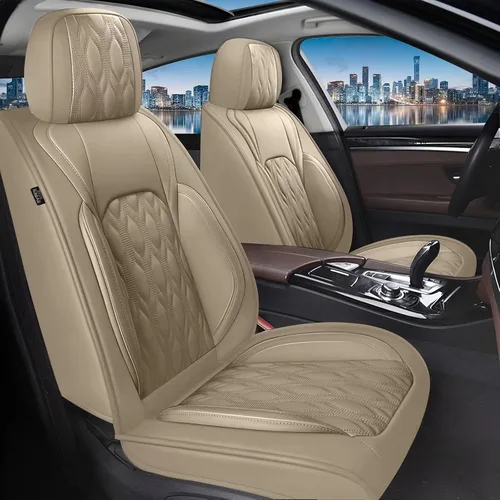 Miniatura 14 de DISUTOGO Fundas de asiento de coche para Nissan Frontier 2009-2024 2025 2026: juego completo de fundas de asiento de cuero, protector de cojín