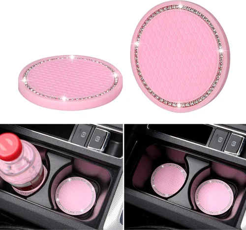 Miniatura 6 de Paquete de 2 posavasos para automóvil, 2.75 pulgadas, bandera estadounidense, juego de almohadillas de goma suave, soporte redondo para vasos