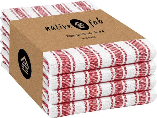 Miniatura 25 de Native Fab Toallas de Cocina a Rayas - 100% Algodón - Paquete de 12 - 16"x26" - Paños de Té a Rayas con Tejido de Cesta, Paños de Cocina para Secar