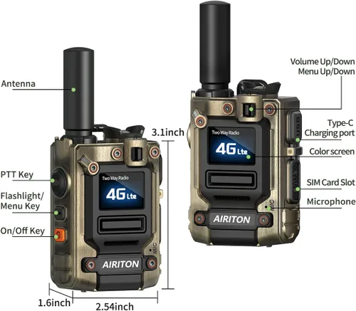 Miniatura 7 de Walkie Talkies Airiton Radios de alcance ilimitado en todo el país, 4G, larga distancia, 5000 millas, radio bidireccional POC de mano AI-G7 Push to