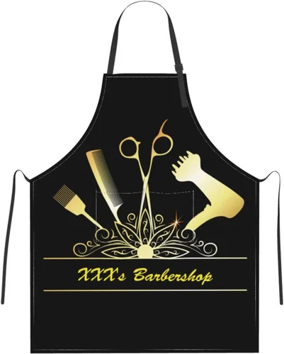 Miniatura 12 de Delantal de peluquería personalizado para hombres y mujeres, delantal de peluquería con texto personalizado, delantal con babero personalizado