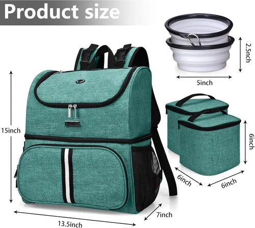 Miniatura 3 de BAGLHER Bolsa de viaje para mascotas, mochila de doble capa para suministros para mascotas (para todos los suministros de viaje para mascotas), Verde