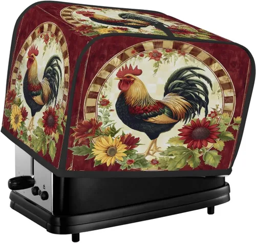 Miniatura 45 de Funda para tostadora de animales de gallo, 2 rebanadas, protección contra el polvo y las huellas dactilares, fundas para pan, fundas lavables
