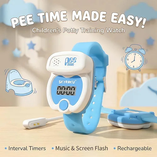 Miniatura 5 de SKYROKU Reloj de entrenamiento para ir al baño para niños pequeños, bonita forma de inodoro, recordatorios de música y luz, temporizador de cuenta