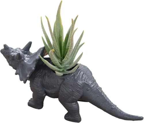 Miniatura 4 de Aislor Maceta suculenta con forma de dinosaurio con bandeja de drenaje, florero multiusos para bonsái, maceta creativa de cactus con orificio