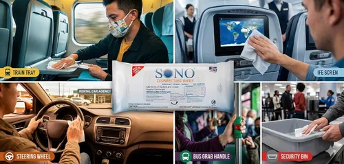 Miniatura 4 de SONO Toallitas desinfectantes, 60 unidades (paquete de 3) + desinfectante, tamaño de viaje, sin alcohol, sin blanqueador, limpieza de grado médico