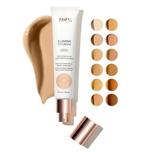 Toty by Sofia Vergara - Lumina CC Cream SPF 50+, crema correctora de color 100% mineral, base de cobertura media y protector solar de amplio