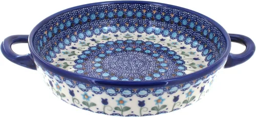 Miniatura 6 de Blue Rose Polish Pottery - Horno redondo pequeño Ashley naranja con asas, 9 pulgadas de diámetro, único, apto para lavavajillas y duradero