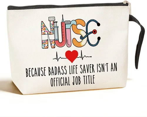 Jztco Regalos de agradecimiento para enfermeras, bolsa de maquillaje multicolor para mujeres, enfermeras, resistente a los arañazos, cierre de Color2