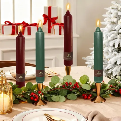 Miniatura 48 de Velas en espiral de Navidad, velas cónicas doradas, 10 pulgadas, sin perfume, para regalo de invierno, vacaciones, Navidad, decoración del hogar