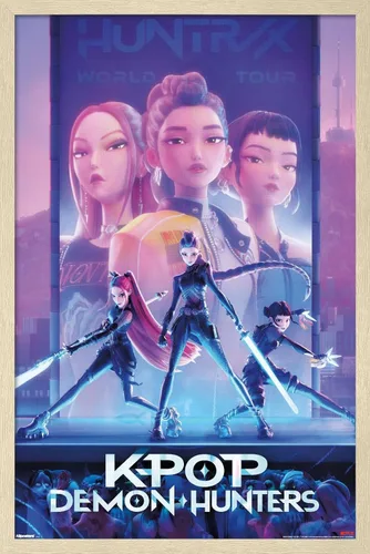 Miniatura 7 de Netflix KPop Demon Hunters (2025) - Póster de pared de una hoja, 22.4 pulgadas de largo x 14.7 pulgadas de ancho, versión enmarcada de madera