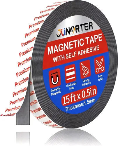 Rollo de cinta magnética, tiras magnéticas, 1 rollo (15 pies x 1/2 pulgadas), tiras magnéticas adhesivas con respaldo adhesivo, tiras magnéticas