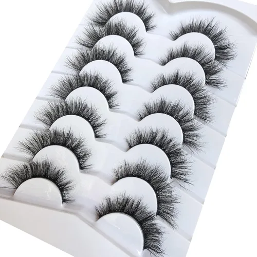 Miniatura 651 de Pooplunch - Pestañas postizas finas de visón sintético, estilo ojo de gato, naturales, cruzadas, tipo racimo, efecto 8D de volumen, tiras