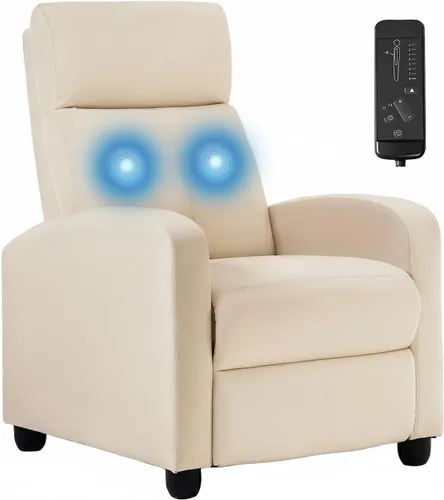 Miniatura 15 de BestMassage - Sillón reclinable sin función de masaje, con soporte lumbar, reclinación de empuje ajustable, reposabrazos anchos, reposapiés y Negro