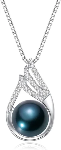 Collar de perlas negras, blancas, doradas, grises para mujer, collar con colgante de plata esterlina, perlas cultivadas en agua salada auténticas