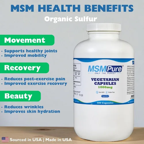 Miniatura 2 de KALA HEALTH MSMPure MSM Cápsulas vegetarianas – 1,000 mg de MSM fabricado en Estados Unidos por cápsula para la salud de las articulaciones