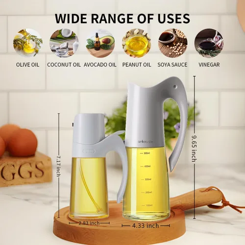 Miniatura 6 de Dispensador de aceite de vidrio y rociador de aceite para cocina de cocina, juego de rociador dispensador de aceite de oliva, botella de spray
