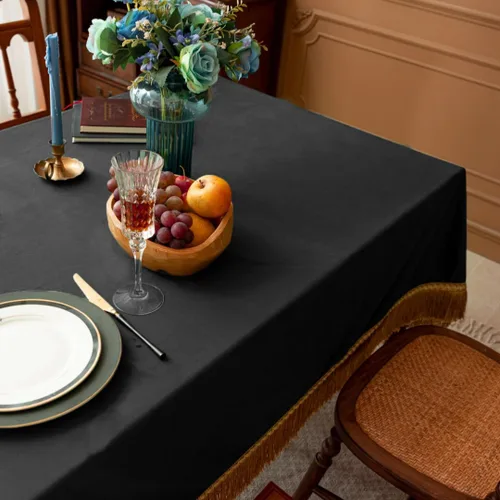Miniatura 5 de F-CHU Manteles cuadrados pequeños de 36 x 36 pulgadas, mantel redondo pequeño de terciopelo color negro sólido para mesita de noche, mesita