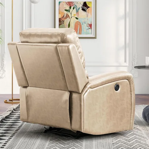Miniatura 8 de HAOMARKETS Silla reclinable eléctrica, sofás reclinables de piel sintética suave con respaldo acolchado, sofá reclinable individual superrelleno