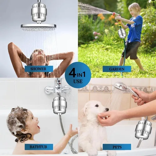 Miniatura 6 de Filtro de cabezal de ducha de 20 etapas, 1 cartucho, filtro de agua dura, 99% de eliminación de cloro, flúor, metales pesados e impurezas nocivas