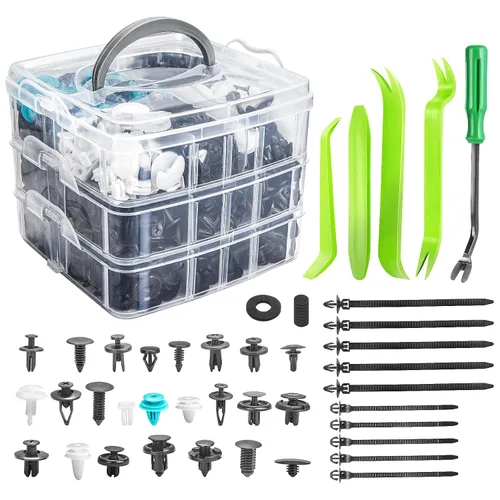 Miniatura 13 de Kit de clips y sujetadores de retención para automóvil – 32 tamaños universales de parachoques de nailon, remaches para guardabarros, clips