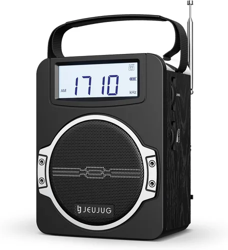 Miniatura 8 de JEUJUG Radio AM FM portátil, Radio Bluetooth 5.0 de 5 Watts con altavoz, Radio FM con batería recargable incorporada/Batería DC D*4 de celdas
