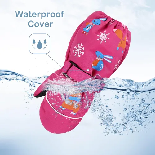 Miniatura 3 de Guantes de invierno impermeables para niños pequeños, guantes de esquí de vellón cálido para nieve, para bebé niño y niña, clima frío
