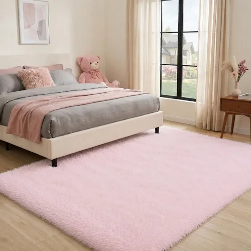 Miniatura 3 de Alfombra mullida de 5 x 8 pies, apta para mascotas, de fácil cuidado, ultra suave, con respaldo antideslizante, moderna alfombra de felpa mullida