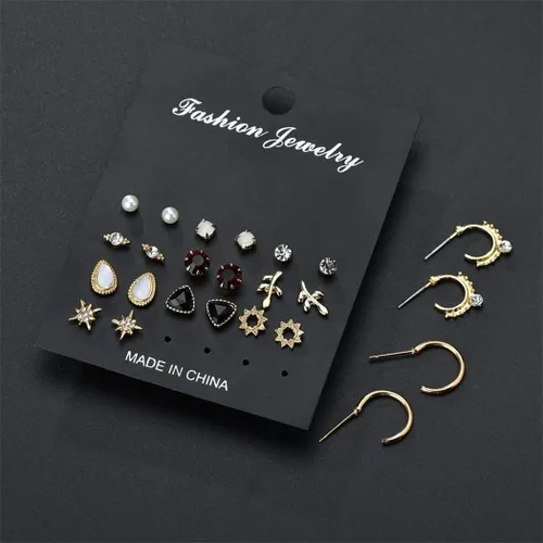 Miniatura 7 de Juego de joyas de piercing para mujer, 12 pares, a la moda, duradero y creativo