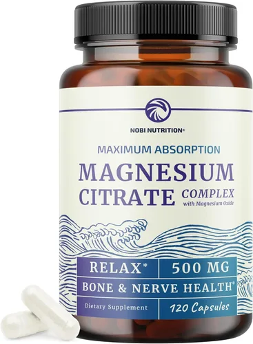 Nobi Nutrition suplemento de magnesio de alta absorción, suplemento de magnesio prémium para dormir mejor, aliviar el estrés, la ansiedad, los