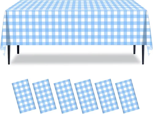 Miniatura 10 de Paquete de 2 manteles a cuadros blancos y negros de 54 x 108 pulgadas, desechables, de plástico, con bandera de carreras, impermeable, rectangular