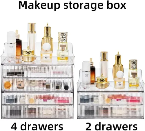 Miniatura 5 de Organizador de maquillaje para encimera, vitrinas de cosméticos grandes, organizador de cosméticos para el cuidado de la piel, 2 cajones