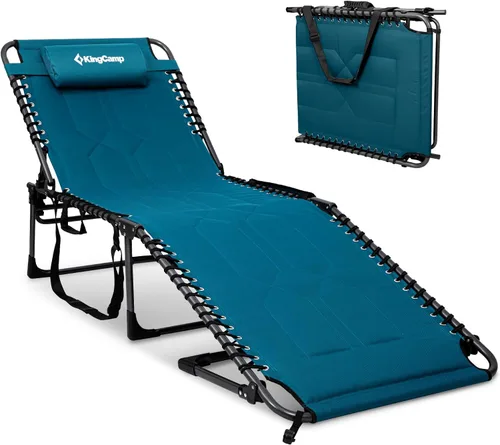 Miniatura 14 de KingCamp Silla bronceadora de gran tamaño, extra ancha, acolchada, plegable, portátil, ajustable, 5 posiciones, 440 libras, tumbona resistente