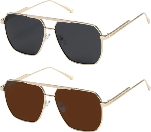 kimorn Gafas de sol polarizadas para mujer y hombre, retro, de gran tamaño, cuadradas, vintage, modernas, clásicas, grandes, de metal, gafas de sol
