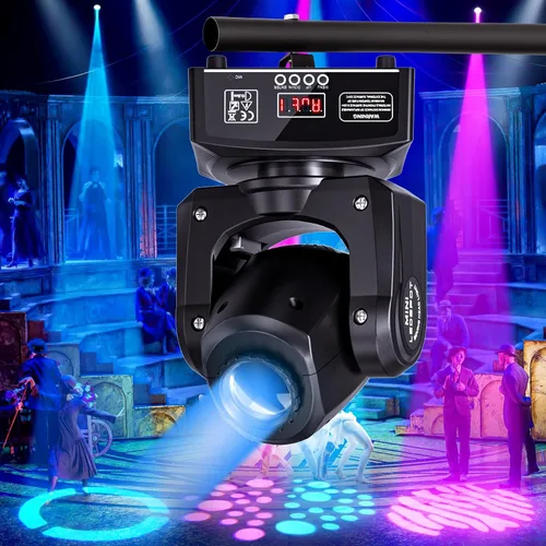 Miniatura 4 de U`King DMX - Luz LED de cabeza móvil, 25 W, luces de DJ con 7 GOBO de 7 colores e iluminación blanca abierta de escenario por DMX y foco activado