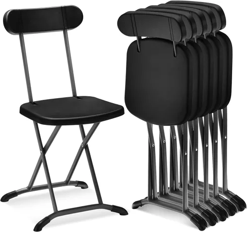 Miniatura 10 de S AFSTAR Juego de 4 sillas plegables, sillas plegables de alta resistencia con marco de metal sólido en forma de X que soporta hasta 400 libras, 4