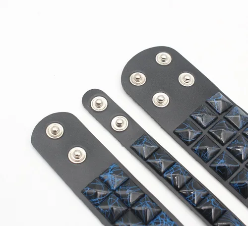 Miniatura 5 de 3 pulseras punk, pulseras de cuero con tachuelas, pulsera emo, pulseras góticas ajustables para hombres y mujeres