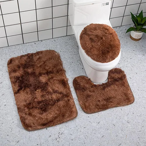 Juego de alfombras de baño de 3 piezas, alfombra de baño ultra suave antideslizante, alfombra de baño de felpilla absorbente, alfombra lavable, Café