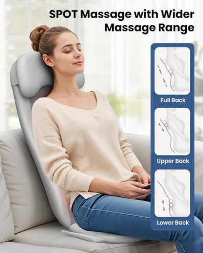 Miniatura 5 de COMFIER Shiatsu - Masajeador de espalda con calor, masajeador de tejido profundo con vibración, cojín de asiento de masaje Shiatsu 2D/3D
