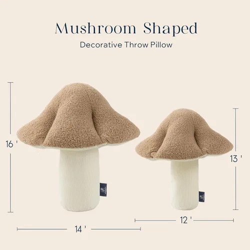 Miniatura 2 de Phantoscope Almohada Decorativa en Forma de Hongo, Almohadas Decorativas de Vellón Teddy Suave en Forma de Hongo, Lindo Cojín en Forma 3D para Sofá