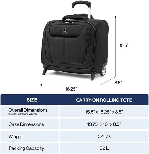 Miniatura 6 de Travelpro Bolso tote con ruedas Maxlite 5, Negro -, Maxlite 5 Softside - Bolsa ligera con ruedas para debajo del asiento