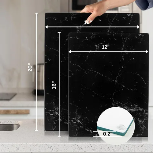Miniatura 3 de Tabla de cortar de vidrio Kitchenville 16"x12": Protector de encimera de vidrio templado para la cocina - Duradero - Resistente a los arañazos